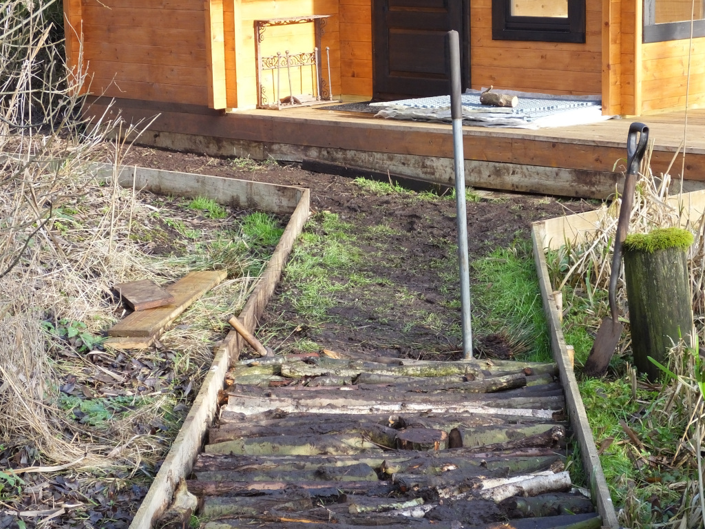 Cabin Path Logs and Edging