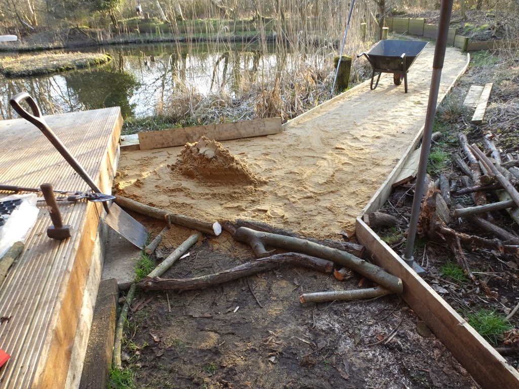 Cabin path now topped with sand