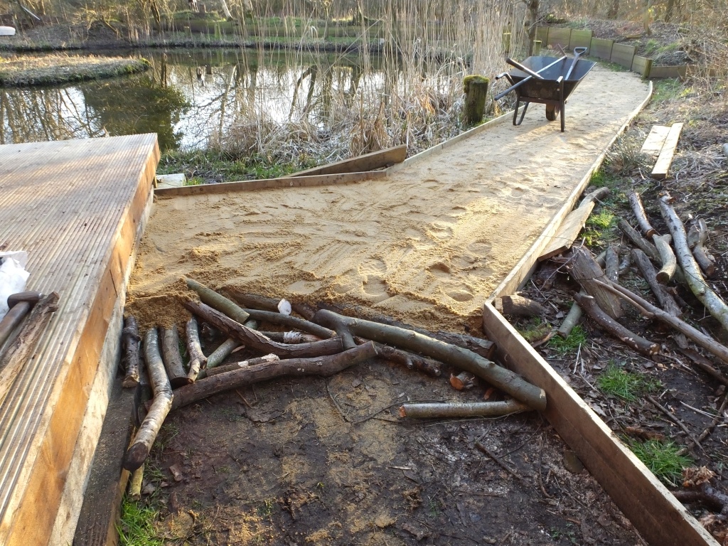 Cabin path now topped with sand
