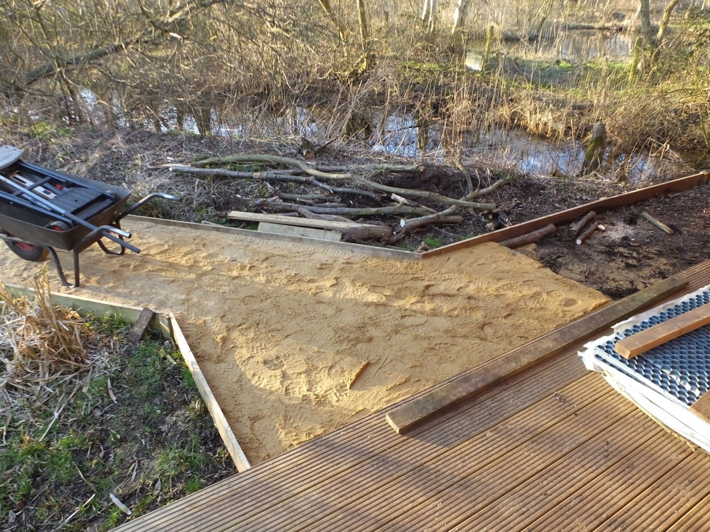 Cabin path now topped with sand